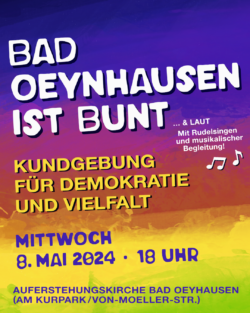 Der Flyer zur Aktion "Bad Oeynhausen ist bunt". Alle Informationen sind im Text enthalten.
